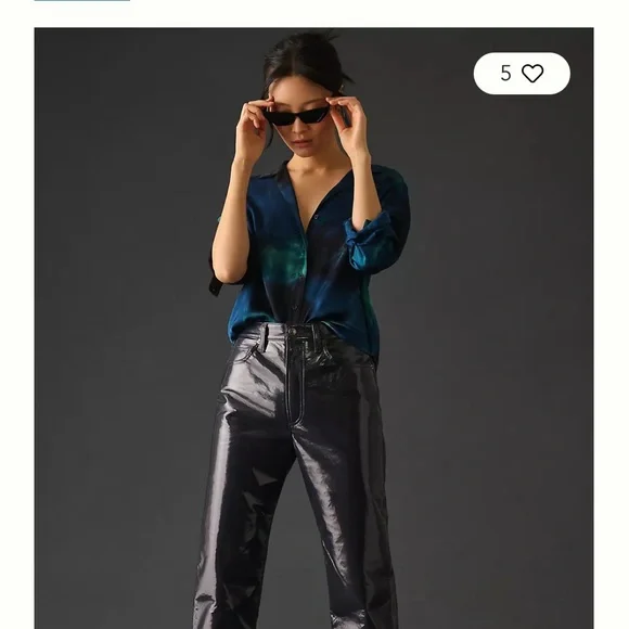 AGOLDE recycled leather 90’s pinch waist pants carbon size 30 NWT